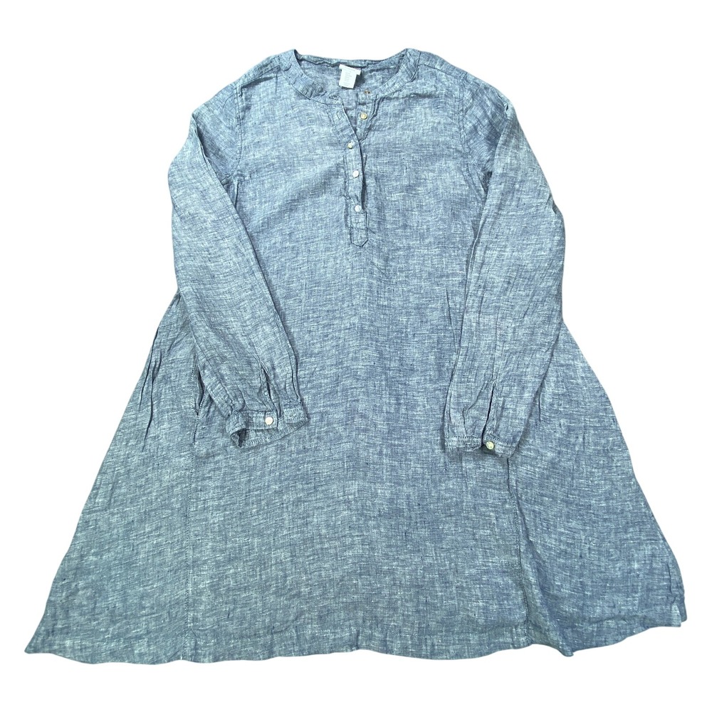 Kenar Mazi Dress Womens M 100% Linen Coastal Long Sleeve Resort Old Money Boho